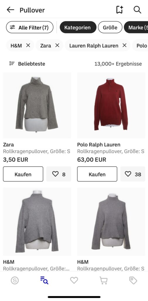 Ausschnitt aus dem Sellpy Onlineshop